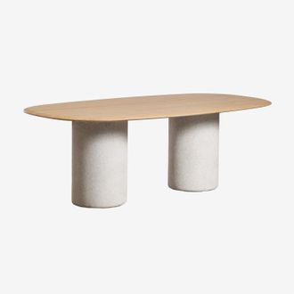 Sklum Mesa De Comedor Ovalada En Mdf Y Cemento Lysander Sklum