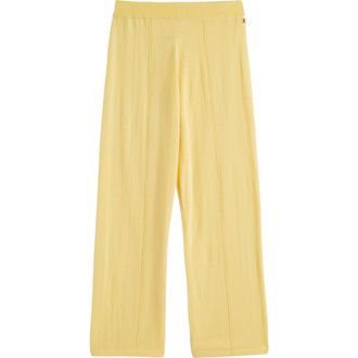 Chinti and Parker Wool Cashmere Wide Leg Track Pants in Soft Yellow at Nordstrom, Size X-Large