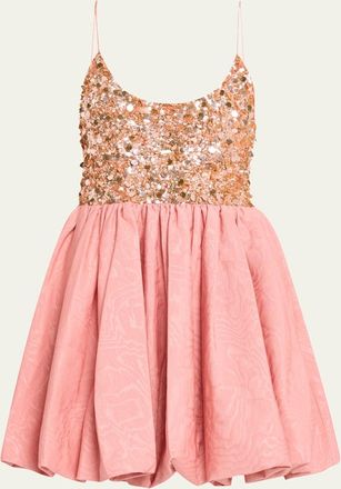 Alice & Olivia Nessa Sequined Empire-Waist Bubble Mini Dress