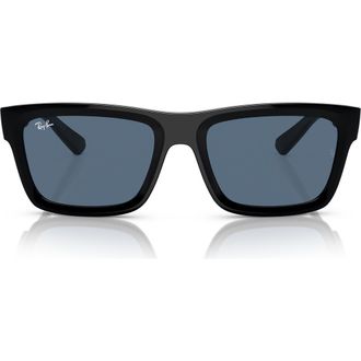 Ray-Ban Warren 57mm Rectangular Sunglasses in Black Blue at Nordstrom