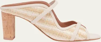 Malone Souliers 70mm Norah Striped Woven Leather Mules