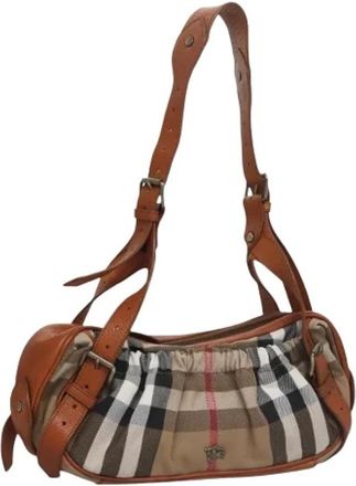 Burberry Pre-owned Shoulder Bags, female, Beige, Size: ONE SIZE Pre-owned Canvas Shoulder Bag