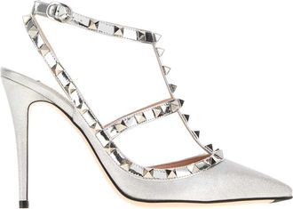 Valentino Garavani Silver Fabric And Leather Rockstud Pumps