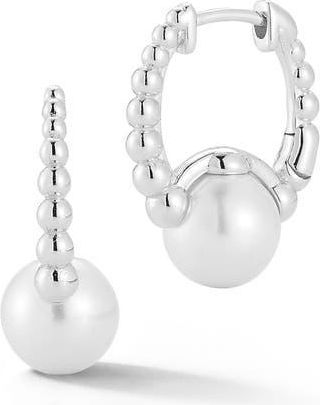 Glaze Jewelry Cultured Pearl Huggie Hoop Earrings in Silver at Nordstrom Rack