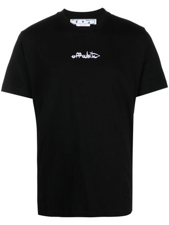 Off-white logo-print organic cotton T-shirt - men - Organic Cotton/Viscose - M - Black