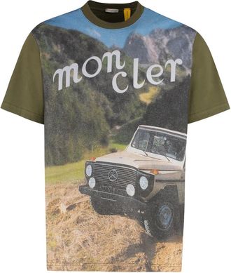 Moncler Tops, Heren, Veelkleurig, L, Katoen, Katoenen T-shirt met ronde hals