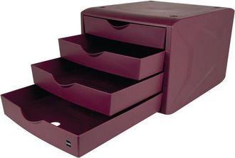 Helit Helit - Caj&oacute;n Con Tope De Extracci&oacute;n 4 Cajones Rojo H215xa265xp332mm