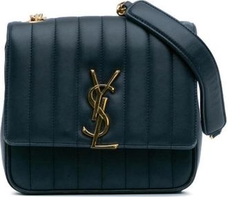 Saint Laurent Pre-owned Shoulder Bags, female, Blue, Size: ONE SIZE Pre-owned Leather Shoulder Bag