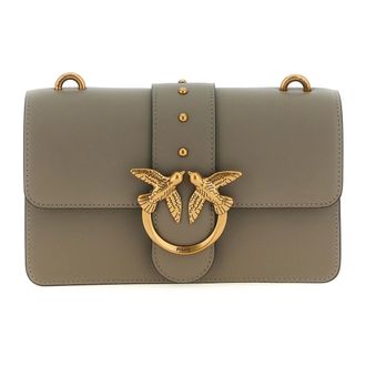Pinko Pinko, Tassen, Dames, Grijs, ONE Size, Leer, Love One Mini Crossbodytas
