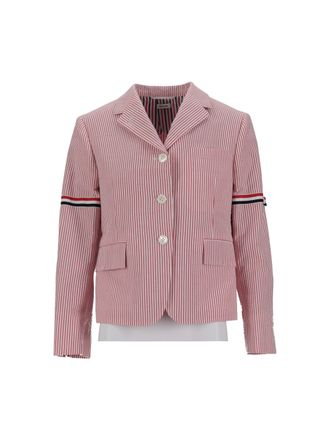 Thom Browne High Break Sb Sportmantel mit Rwb Gg Armbinden aus Seersucker