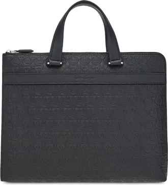 Ferragamo Gancini-pattern laptop case - men - CALFSKIN - OS - Black