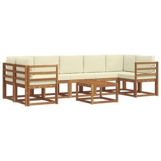 vidaXL Conjunto De Sof&aacute;s De Exterior Con Coj&iacute;n 8 Pcs Natural Y Crema Vidaxl