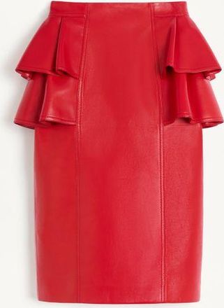 Valentino Leather Midi Skirt Wo