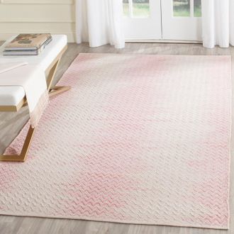 Safavieh Cotton Kilim Hand Made Area rug, Light Pink / Ivory Contemporary Style Non-Shedding