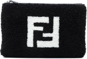 Fendi Pre-owned Shearling Clutch - Dames - Vintage Clutch - Zwart - ONE Size - Leer - Vintage