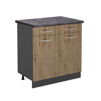 Vicco Mueble Bajo De Cocina R-line, Roble Artesanal, 80 Cm, Et Antracita