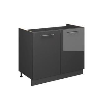 Vicco Mueble Bajo Para Fregadero Fame-line, Antracita Alto Brillo/antracita, 100 Cm Sin Encimera, Vicco