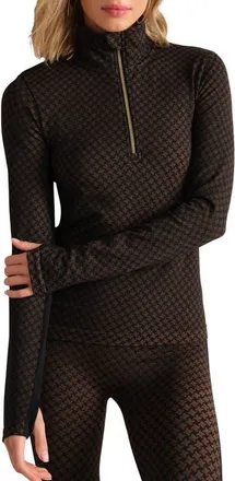 Rhone Houndstooth Seamless Half-Zip Pullover in Chestnut Brown at Nordstrom, Size Small