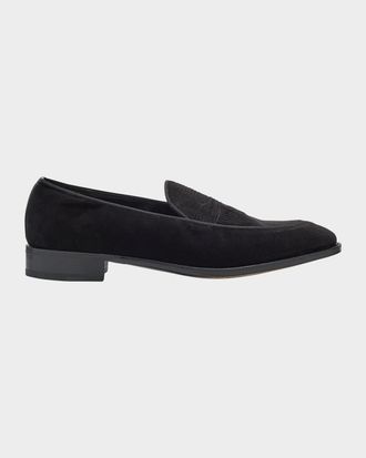 John Lobb Men & apos;s Bill Velvet Penny Loafers