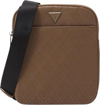 Guess Ge&euml;mbosseerde 4G Schoudertas - Milano - Heren - Schoudertassen - Bruin - ONE Size - Leer - Tassen