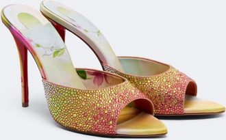 Christian Louboutin Miss Z embellished cr&ecirc;pe satin mules