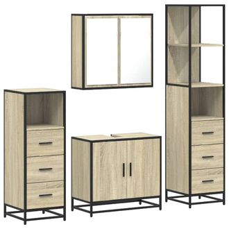 Berkfield Home 4&not;Piece Bathroom Furniture Set&not;Sonoma Oak Engineered Wood in Brown