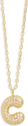 Argento Vivo Cubic Zirconia Bubble Inital Pendant Necklace in Gold - C at Nordstrom