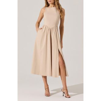 ASTR the Label Bow Back A-Line Dress in Sand at Nordstrom Rack, Size X-Large