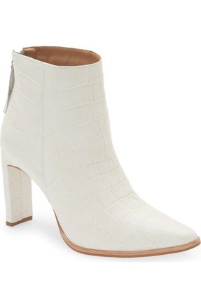 Kaanas Womens Kaanas Cologne White Croc-Embossed High-Heeled Bootie JOBB241