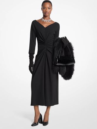Michael Kors Stretch Wool Crepe Ruched Dress