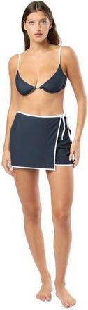 Onia Crochet Mesh Mini Wrap Skirt in Deep Navy at Nordstrom, Size X-Small
