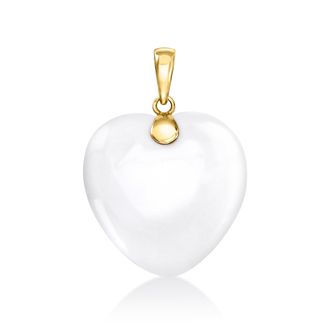 Ross-Simons White Agate Heart Pendant in 10kt Yellow Gold