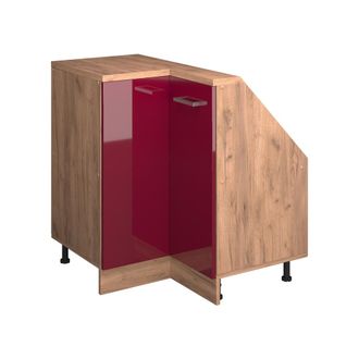 Vicco Armario Para Techo Inclinado Armario De Esquina Rion, Rojo Brillo Intenso/roble Dorado, 75.6 X 81.6 Cm Con 1 Puerta, Vicco