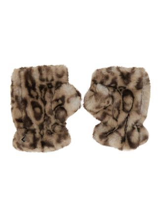 Apparis Leopard Print Fingerless Gloves - Brown