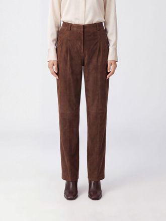 Arma High-Waisted Pleated Straight Suede Lambskin Trousers