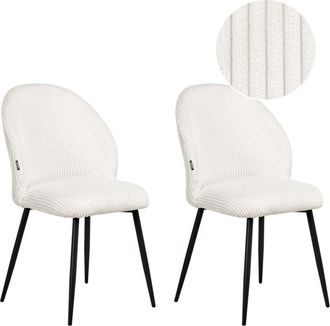 Beliani Set of 2 Dining Chairs ELOY Corduroy Off-White