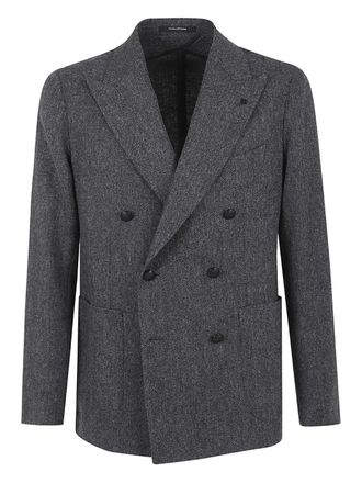 Tagliatore herringbone double-breasted jacket - men - Fabric - 52 - Grey