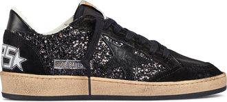 Golden Goose Glitter-Embellished Low-Top Sneakers with Suede Toe and Vintage Accents