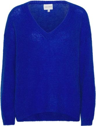 Americandreams Silja V Neck Knit - Dames - V-hals truien - Blauw - L - Wol - Truien & Vesten