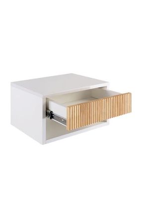 Jonathan Y Designs Elise Classic Contemporary Floating Wall Mounted Nightstand with Soft-Close Tambour Drawer and Cable Hole in White/light Oak at Nordstrom