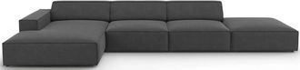 BLOOMINGLOFT 5-Sitzer Design Ecksofa Jodie mit Ottomane links - Samtbezug