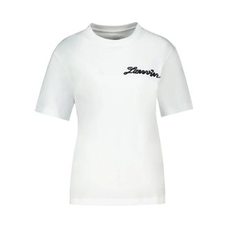 Lanvin Tops, Dames, Wit, XL, Katoen, Klein Lint Katoenen T-shirt