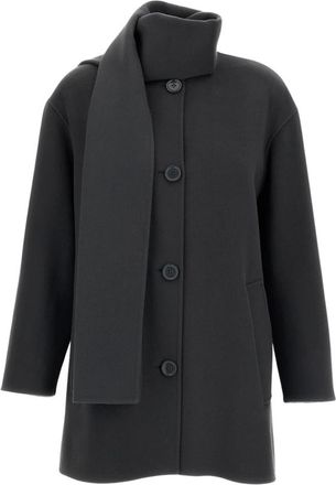 Max Mara Korte wollen jas met sjaal - Dames - Mantel - Grijs - L - Wol - Jassen