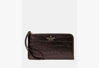 Kate Spade New York Lucy Croc Embossed Medium L-Zip Wristlet