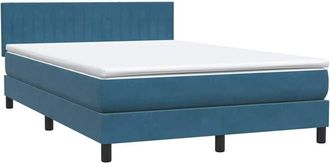 vidaXL Cama Box Spring Con Colch&oacute;n Terciopelo Azul Oscuro 140x210 Cm Vidaxl