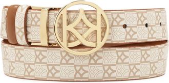 Kazar Beige en bruin dubbelzijdige riem met monogrammen - Dames - Riemen - Beige - 100 CM - Leer - Accessoires