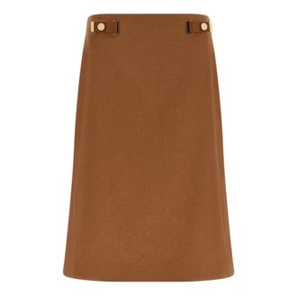 Fendi Uitlopende Midi Rok - Dames - Midirokken - Bruin - S - Katoen - Rokken