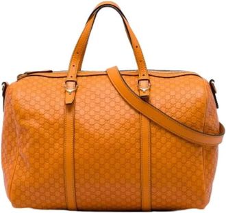 Gucci Pre-owned Satchel - Dames - Vintage Weekendtas - Oranje - ONE Size - Leer - Vintage