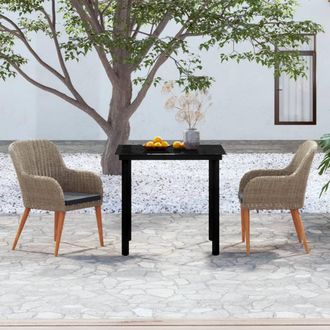 vidaXL Juego De Comedor De Jard&iacute;n 3 Piezas Con Cojines Marr&oacute;n Vidaxl