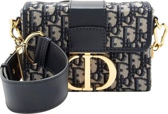 Dior Blue Leather Oblique 30 Montaigne Box Shoulder Bag (Authentic Pre-Loved)
